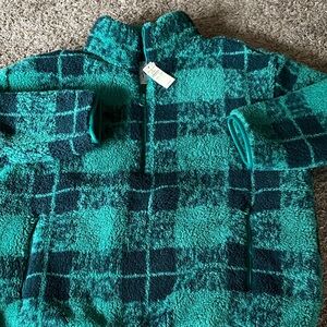 Offline by Aerie Women’s Green and Navy Checkered Sherpa Jacket Sz S.  NWT